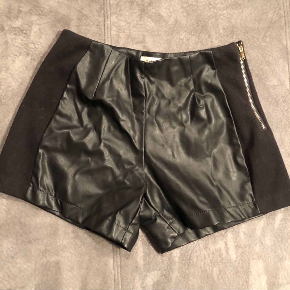Black Pleather Stretch Highwaisted Shorts Clubware